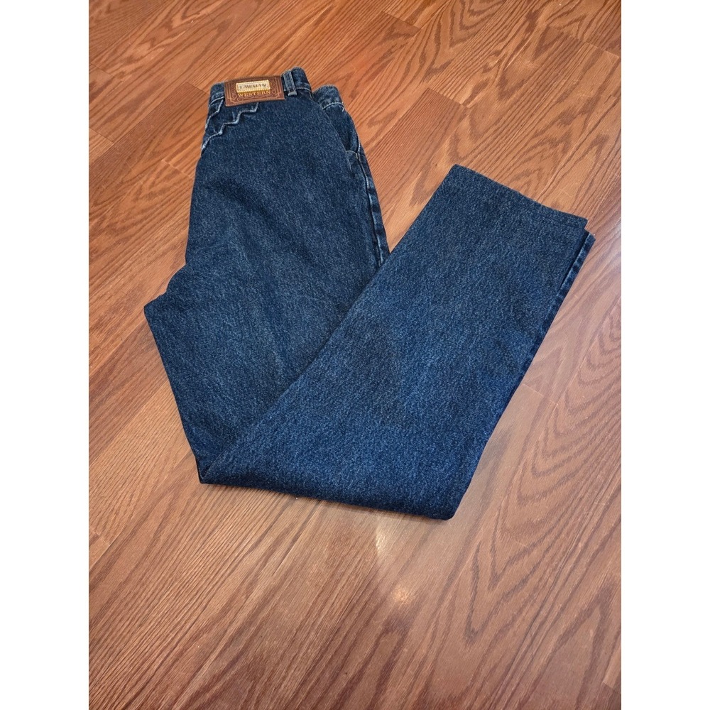 Lawman Western Vintage Dark Wash High Waist Slim Fit Grommet Jeans Womens 11/27